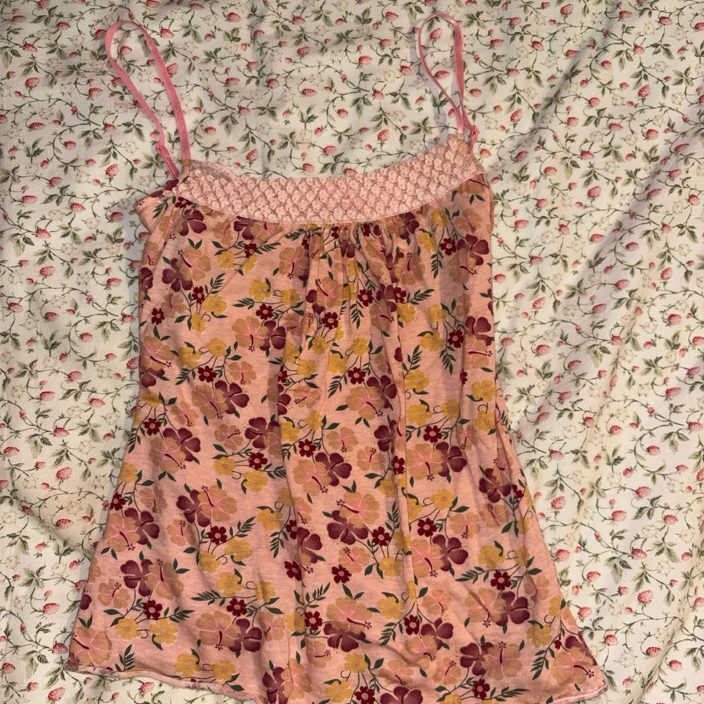 Beaded floral tank top